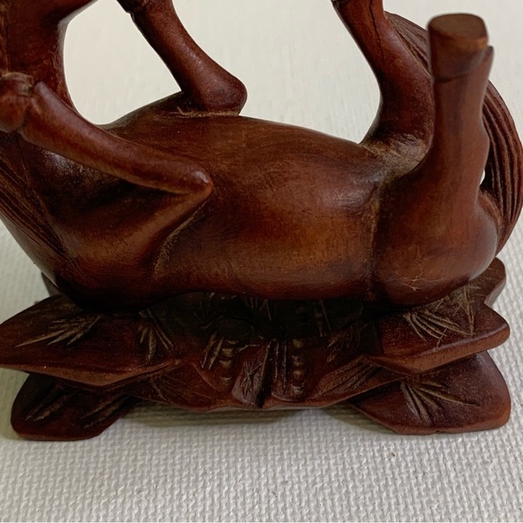 Vintage Red Boxwood Hand Carved Horse Netsuke Figurine W Inset Glass Eyes 2.75" - Picture 14 of 16